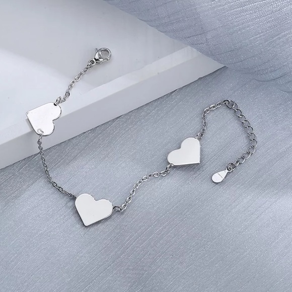 NEW HEART 925 STERLING SILVER CHAIN BRACELET, NICE BRACELET, CUTE BRACELET - Picture 5 of 6